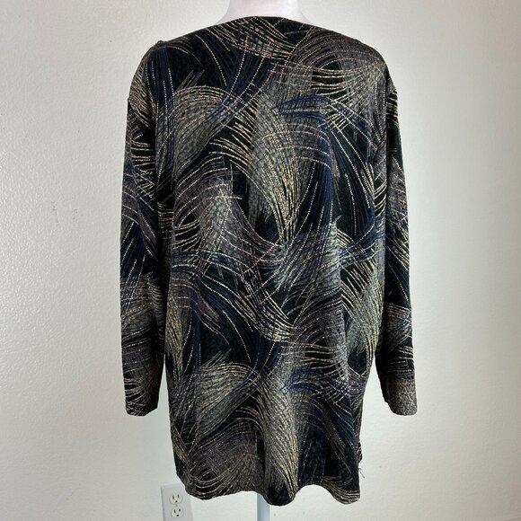 COLDWATER CREEK Women Size 2x Multicolor Crew Neck 3/4 Sleeve Blouse Beautiful - Picture 3 of 12